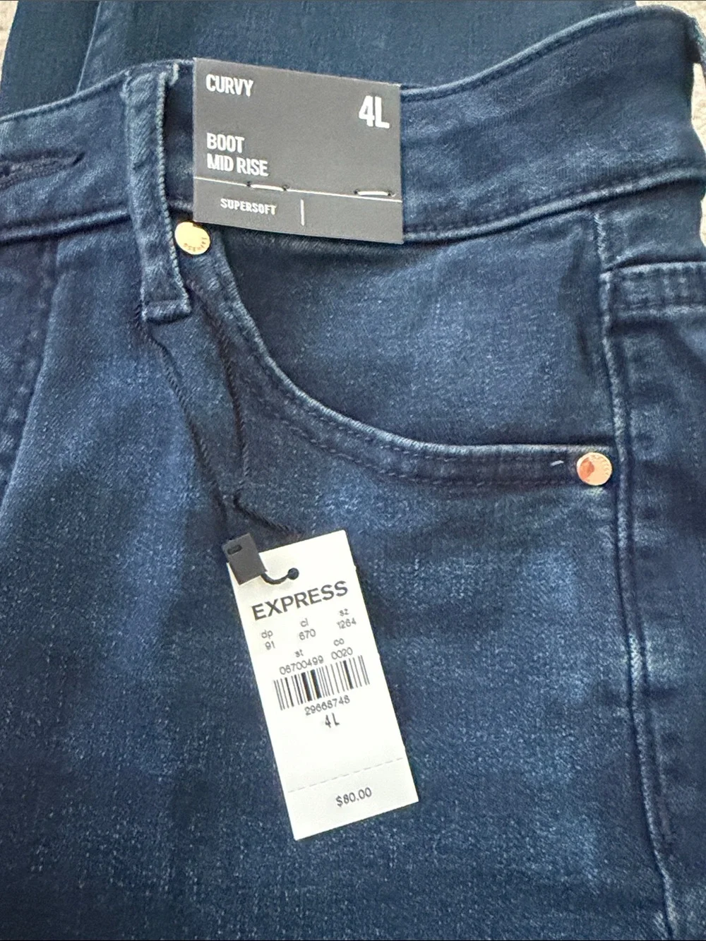 Express Curvy Bootcut Jeans in Deep Navy Blue - Picture 2 of 4